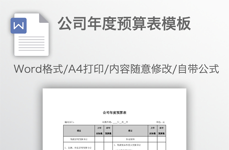 公司年度预算表模板