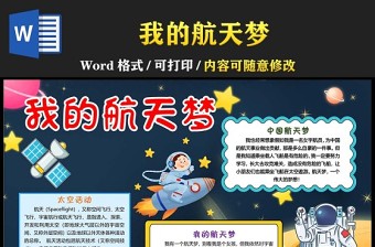 2022我的航天梦手抄报卡通风航天科技我的航天梦小报课件模板下载1