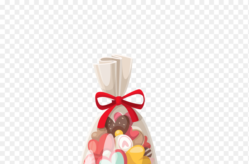 一袋巧克力爱心形状甜蜜礼物惊喜情人节免抠元素素材