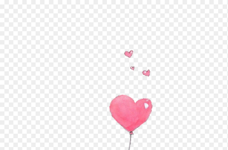 手绘风低像素粉色爱心气球浪漫装饰情人节免抠元素素材