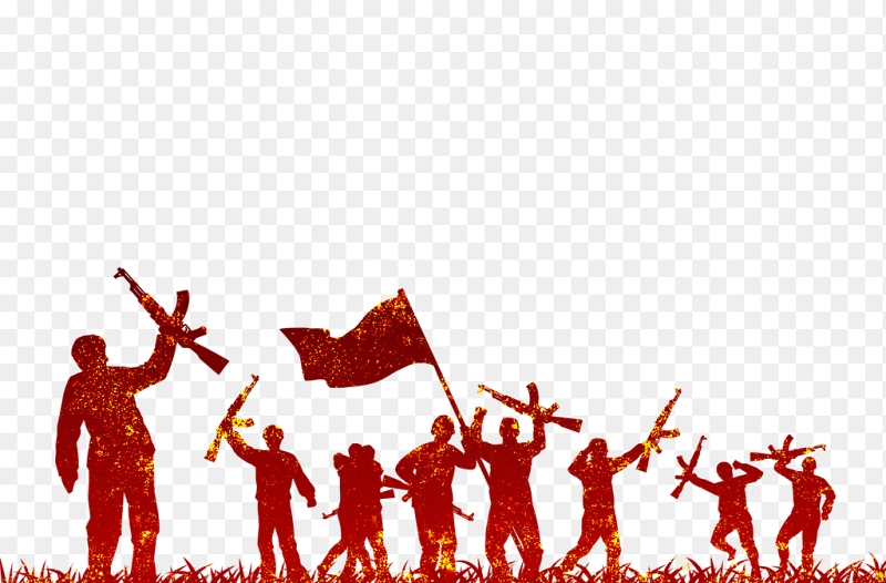 士兵军人人物高举旗帜剪影免抠党政元素素材