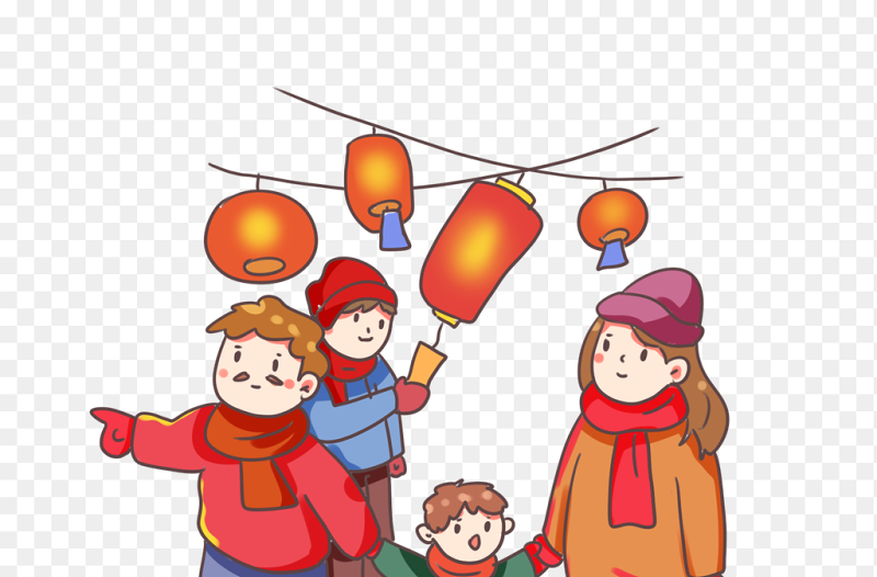 一起看花灯猜灯谜欢乐过元宵中国传统节日元宵节免抠元素素材