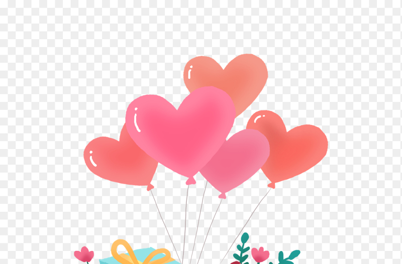 彩色爱心气球礼物装饰幸福浪漫情人节免抠元素素材