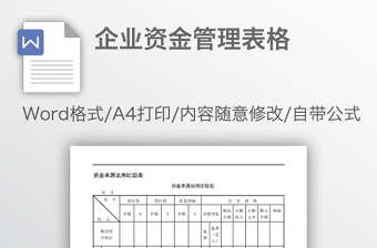 企业资金管理表格