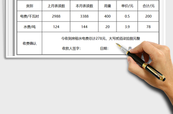 2021年水电表收费表免费下载