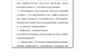 某国有企业巡察整改专题民主生活会召开情况的总结报告