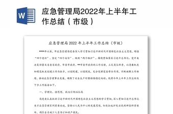 应急管理局2022年上半年工作总结（市级）