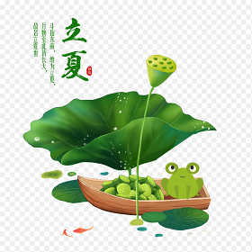 夏天夏季小青蛙装饰动物植物荷叶中国传统二十四节气立夏时节主题素材免抠元素