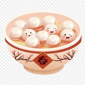 一起吃汤圆吃元宵可爱卡通风元宵节中国传统节日免抠元素素材