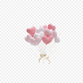粉色白色渐变唯美爱心气球情人节免抠元素素材