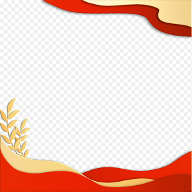 红丝带麦穗剪纸风立体党建红色边框素材