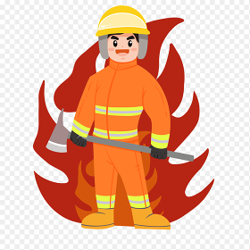 手绘插画风消防员消防官兵消防安全消防安全职业人物免抠元素素材